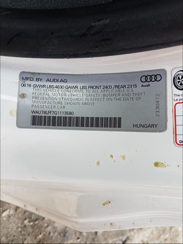 2016 AUDI A3 PREMIUM WAU78LFF7G1113580