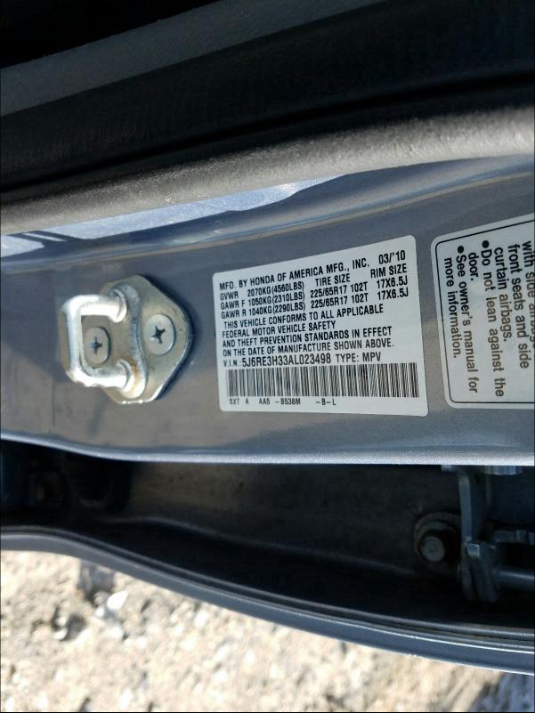 2010 HONDA CR-V LX 5J6RE3H33AL023498
