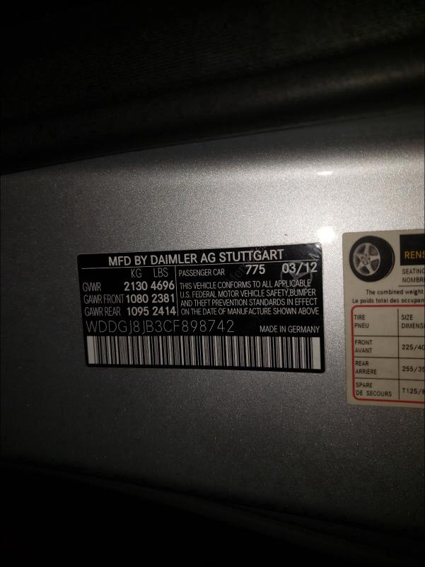 2012 MERCEDES-BENZ C 350 4MAT WDDGJ8JB3CF898742