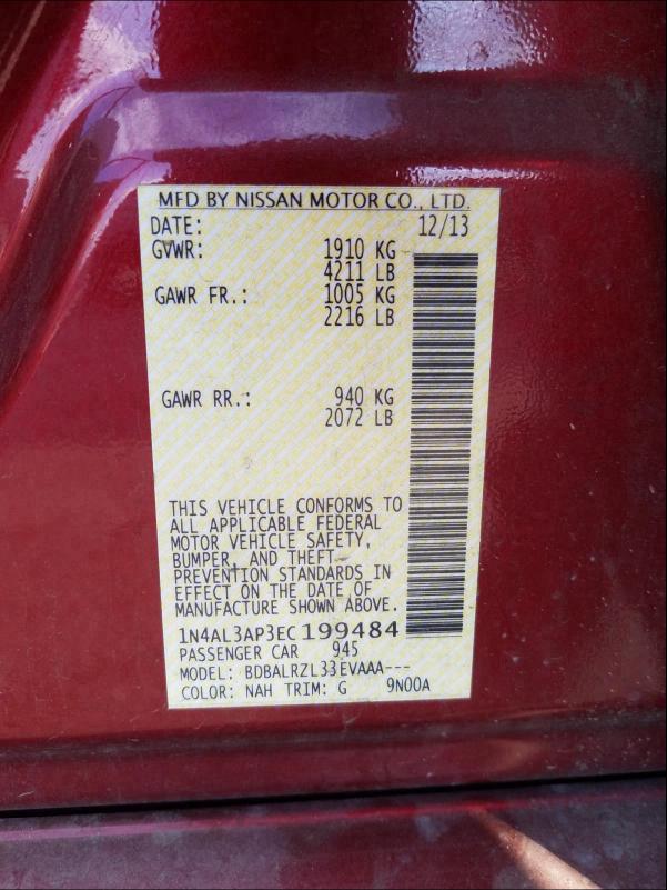 2014 NISSAN ALTIMA 1N4AL3AP3EC199484