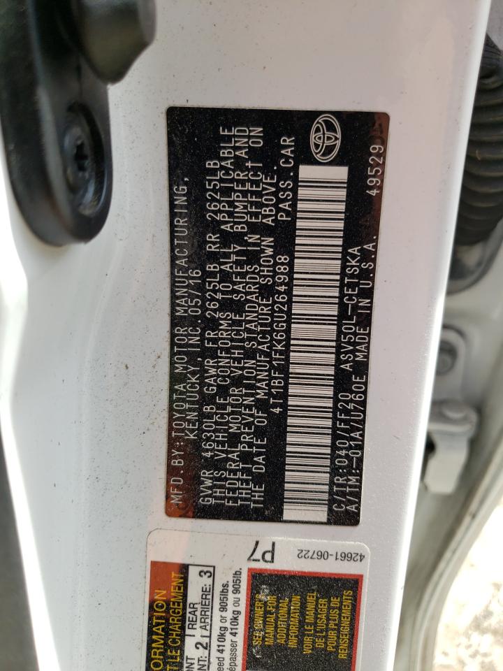 4T1BF1FK6GU264988 TOYOTA CAMRY 2016