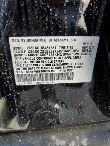 2016 HONDA PILOT TOUR - 5FNYF6H99GB104196