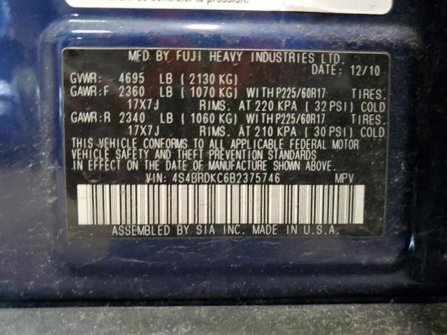 4S4BRDKC6B2375746 Subaru Outback 3.6r Limited