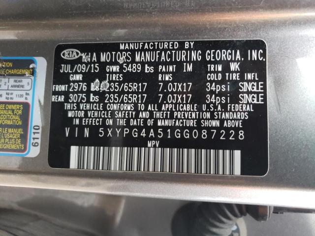 5XYPG4A51GG087228 KIA SORENTO LX