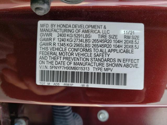 2021 HONDA PASSPORT T - 5FNYF7H90MB015313