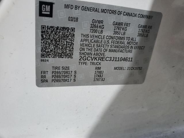 2GCVKREC3J1104611 Chevrolet Silverado K1500 Lt