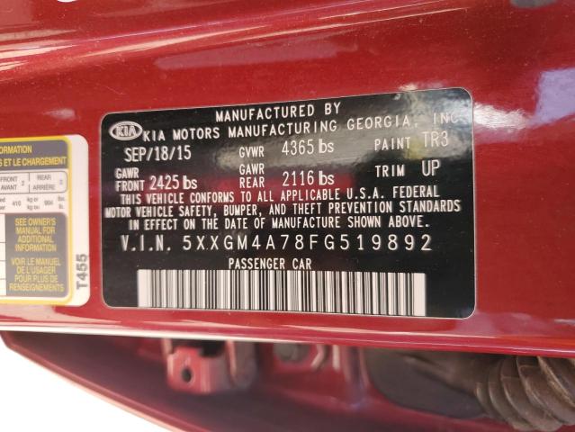 5XXGM4A78FG519892 KIA Optima Lx