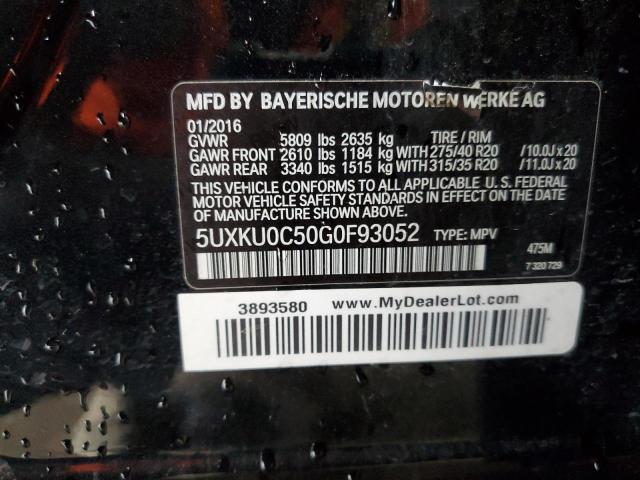 2016 BMW X6 SDRIVE3 - 5UXKU0C50G0F93052
