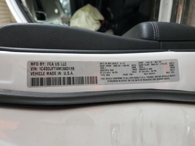 2021 DODGE DURANGO PU 1C4SDJFT4MC663189