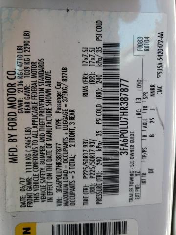 3FA6P0LU7HR387877 Ford Fusion Se Hybrid