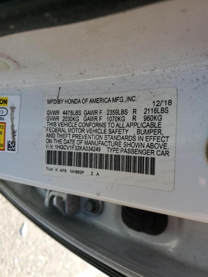 1HGCV1F32KA034249 2019 Honda Accord Sport