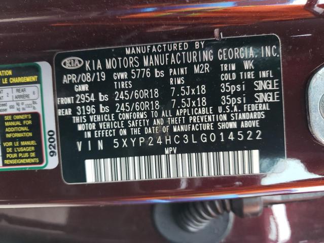 5XYP24HC3LG014522 KIA Telluride Lx