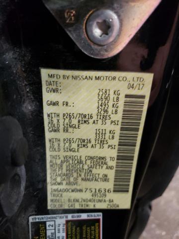 1N6AD0CW0HN751636 Nissan Frontier Sv