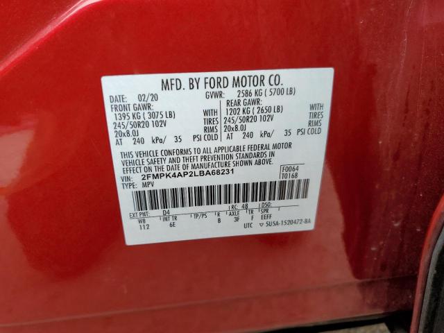 2020 FORD EDGE ST - 2FMPK4AP2LBA68231
