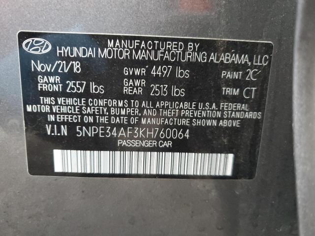 2019 HYUNDAI SONATA LIM - 5NPE34AF3KH760064