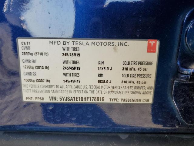 5YJSA1E10HF178016 Tesla MODEL S