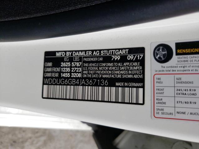 WDDUG6GB4JA367136 Mercedes-Benz S 450