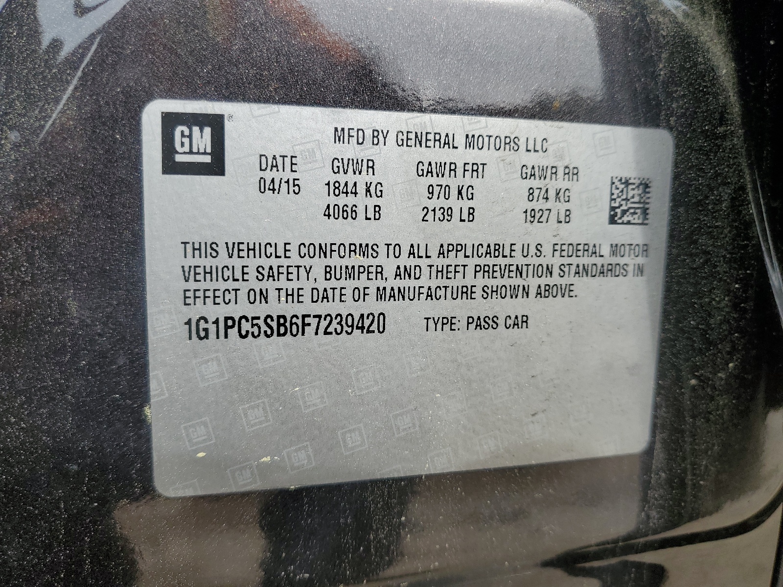 1G1PC5SB6F7239420 2015 Chevrolet Cruze Lt