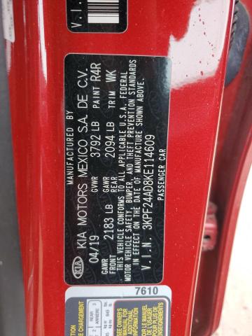 3KPF24AD8KE114609 KIA FORTE FE