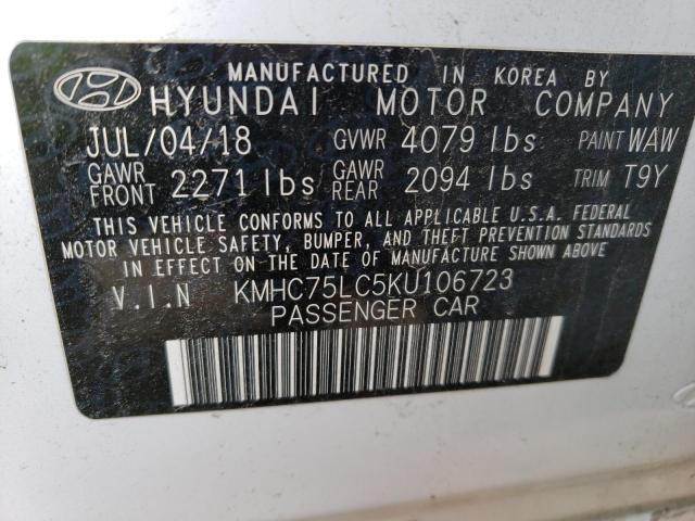 2019 HYUNDAI IONIQ SEL - KMHC75LC5KU106723