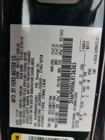 2020 FORD FUSION SE - 3FA6P0HD6LR136365