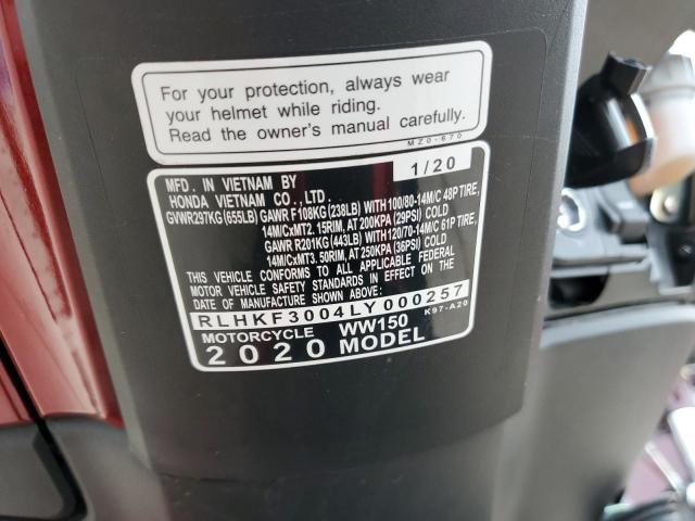 2020 HONDA WW150 RLHKF3004LY000257