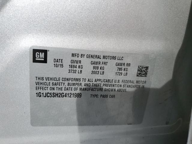 2016 CHEVROLET SONIC LT - 1G1JC5SH2G4121989