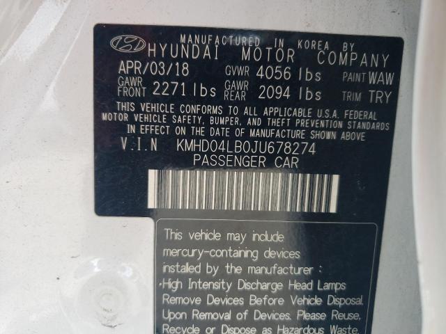 2018 HYUNDAI ELANTRA SP - KMHD04LB0JU678274
