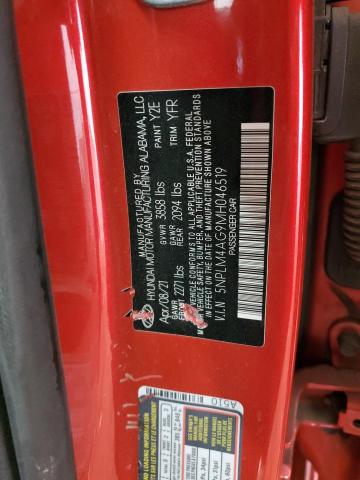 5NPLM4AG9MH046519 Hyundai ELANTRA SEL