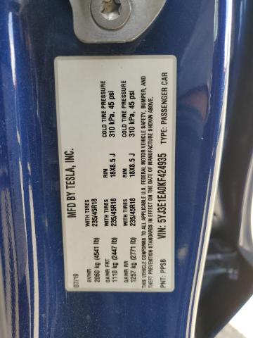 5YJ3E1EA0KF424935 Tesla MODEL 3