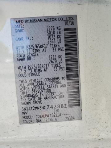 5N1AT2MN3HC742881 Nissan ROGUE SV