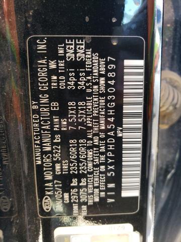 5XYPHDA54HG304897 KIA SORENTO EX
