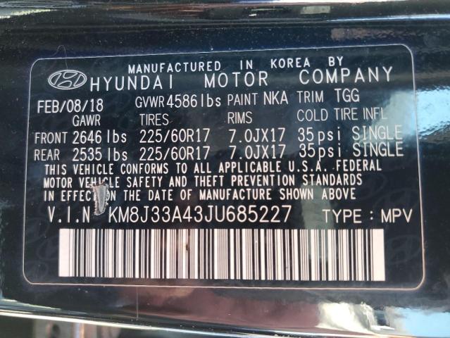 KM8J33A43JU685227 Hyundai TUCSON SEL