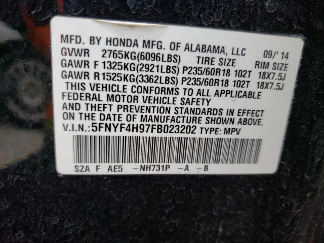 2015 HONDA PILOT TOUR - 5FNYF4H97FB023202