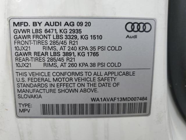2021 AUDI Q8 PREMIUM - WA1AVAF13MD007464