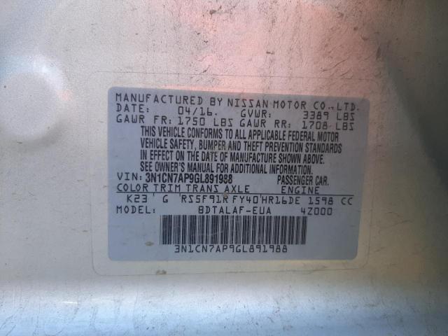 3N1CN7AP9GL891988 Nissan VERSA S