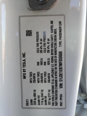 5YJ3E1EB7MF050688 Tesla MODEL 3