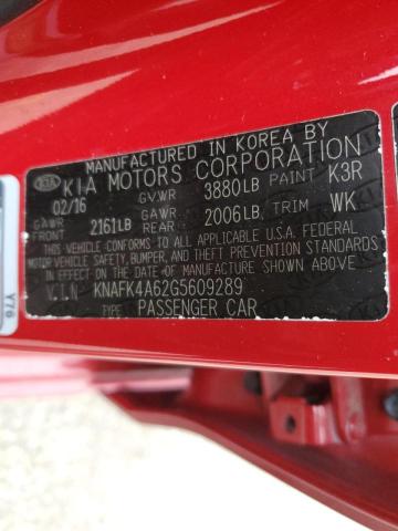 KNAFK4A62G5609289 KIA FORTE LX