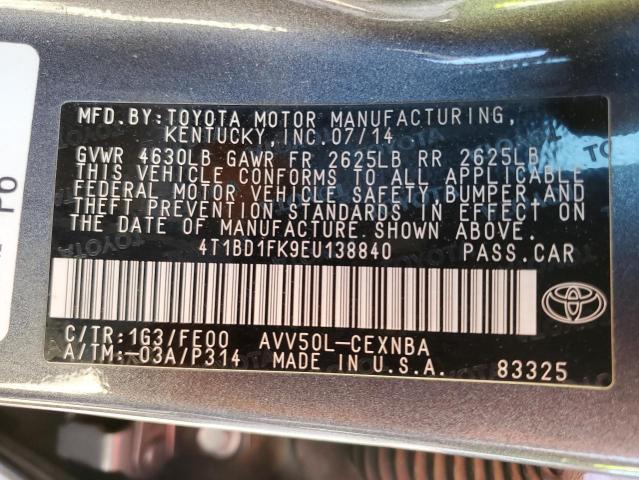 4T1BD1FK9EU138840 Toyota CAMRY HYBRID