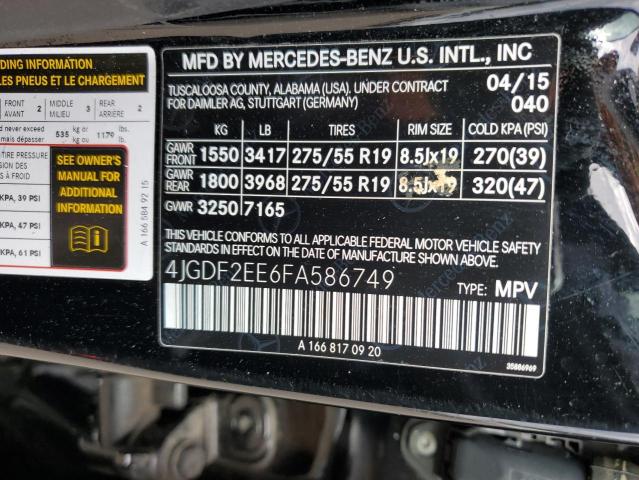 2015 MERCEDES-BENZ GL 350 BLU - 4JGDF2EE6FA586749