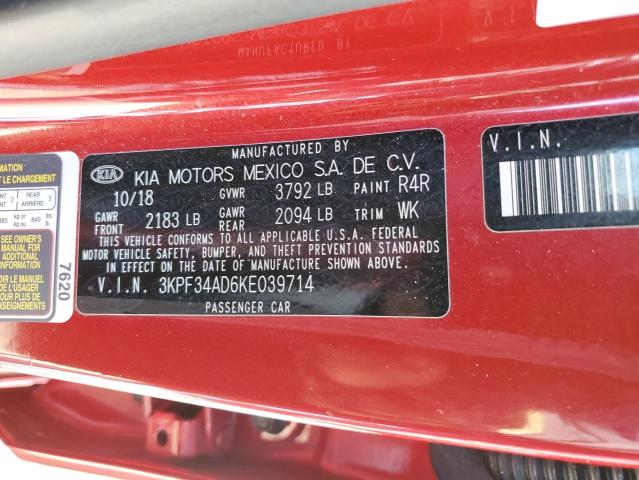3KPF34AD6KE039714 KIA Forte Gt Line