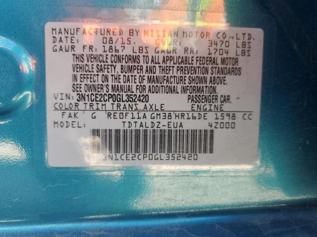 3N1CE2CP0GL352420 Nissan Versa Note S