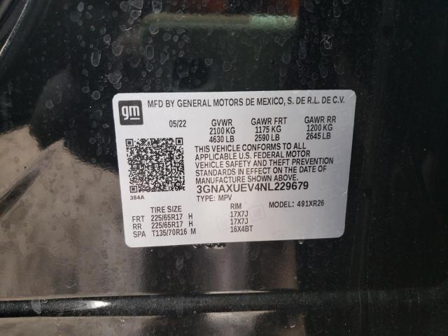 2022 CHEVROLET EQUINOX LT - 3GNAXUEV4NL229679
