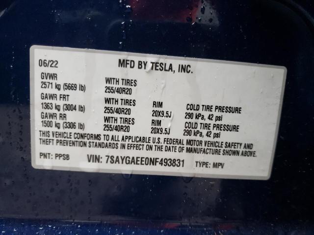 7SAYGAEE0NF493831 Tesla Model Y