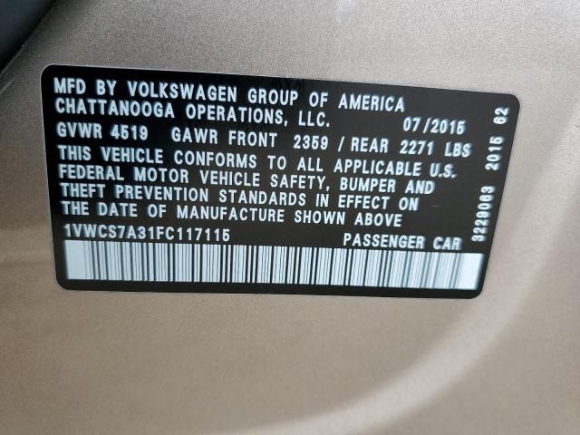 2015 VOLKSWAGEN PASSAT SEL - 1VWCS7A31FC117115