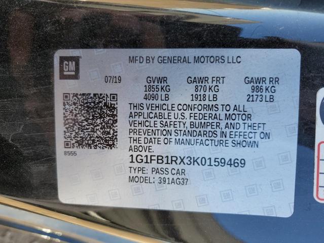 1G1FB1RX3K0159469 | 2019 CHEVROLET CAMARO LS