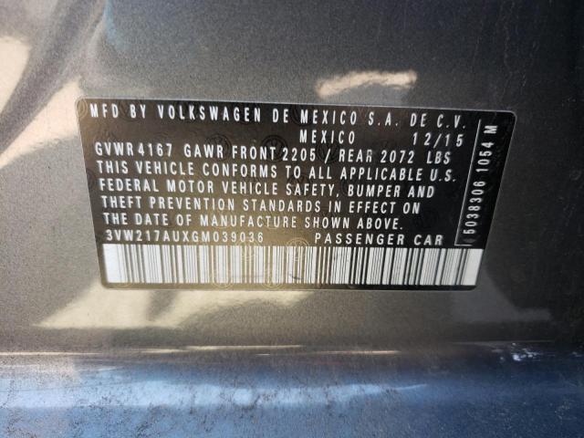 2016 VOLKSWAGEN GOLF S/SE - 3VW217AUXGM039036