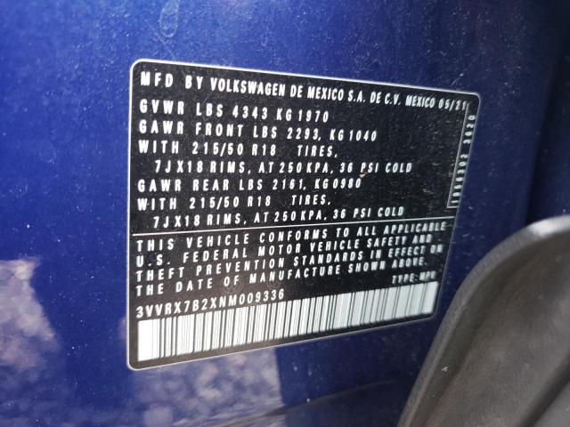 2022 VOLKSWAGEN TAOS SE - 3VVRX7B2XNM009336