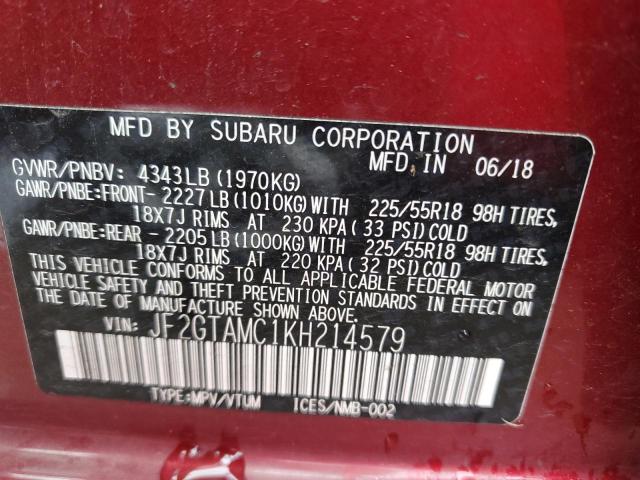 JF2GTAMC1KH214579 Subaru Crosstrek Limited
