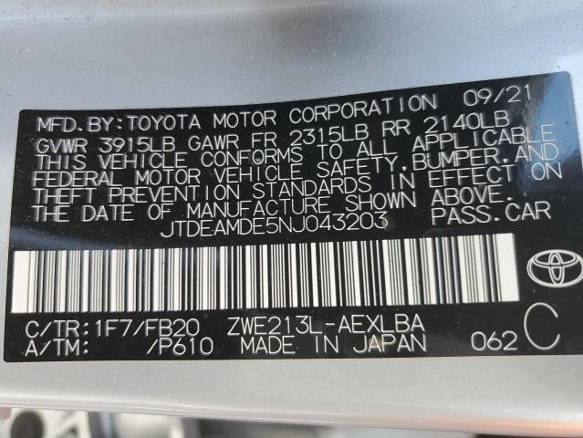 JTDEAMDE5NJ043203 Toyota COROLLA LE